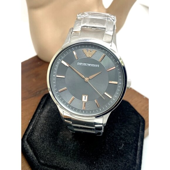 Emporio Armani Men's Watch AR11179 Quartz Gray Dial Silver Stainless Steel 43mm - Picture 1 of 13